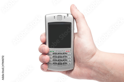 smart phone with qwerty keyboard in hand