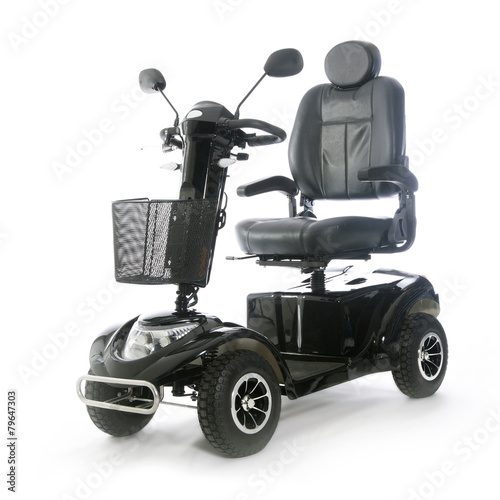 black motorized mobility scooter fot elderly people photo