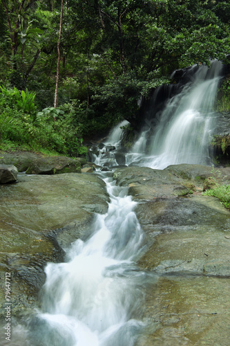 waterfall in the forest slow shutter speed portrait orientation 