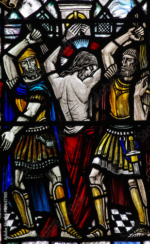 Canvastavla The Flagellation of Christ (stained glass)