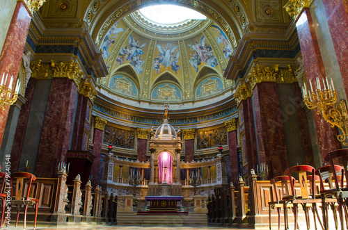 Inside St. Stephen's Basilica in Budapest, Hungary