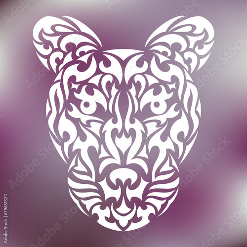 Leopard's head in tribal design for tattoo or print