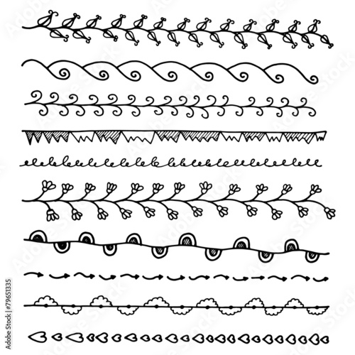 Set of hand drawn borders. Hand drawn vector lines.