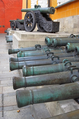 Old cannons in Moscow Kremlin. UNESCO Heritage Site.