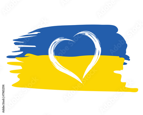 Fototapet painted ukrainian flag with heart shape symbol