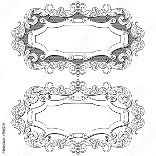 vintage frame with floral ornament, vintage label, vector illust