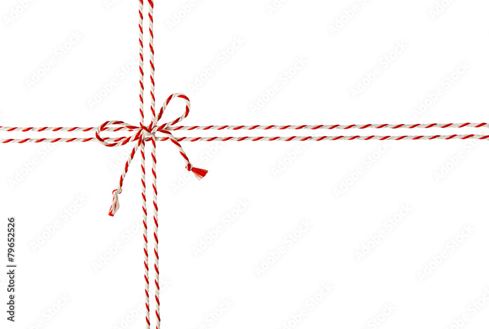 Rope Tied Bow Knot for White Envelope Package, Red Ribbon Cord Rope Tied Bow Knot for White Envelope Package, Red Ribbon Cord
