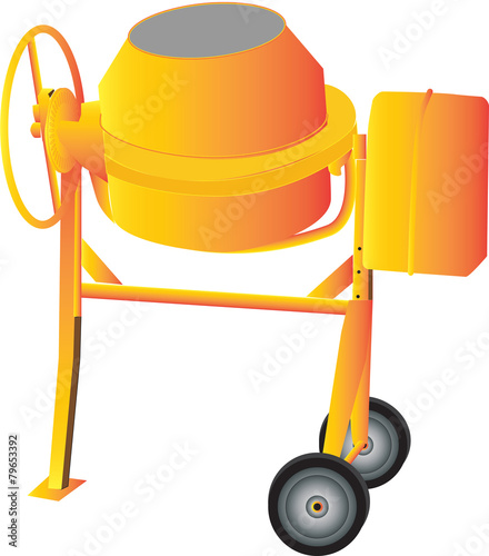 Orange Cement Mixer isolated on white