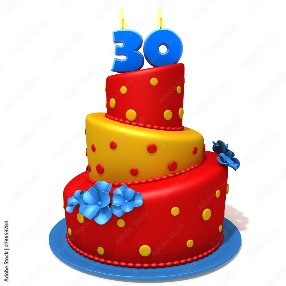 Birthday cake with number thirty Birthday cake with number thirty