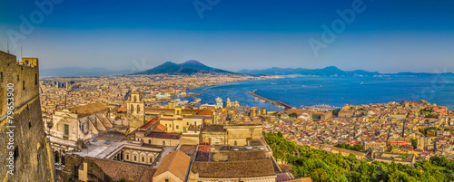 City of Naples with Mt. Vesuvius at sunset, Campania, Italy photo