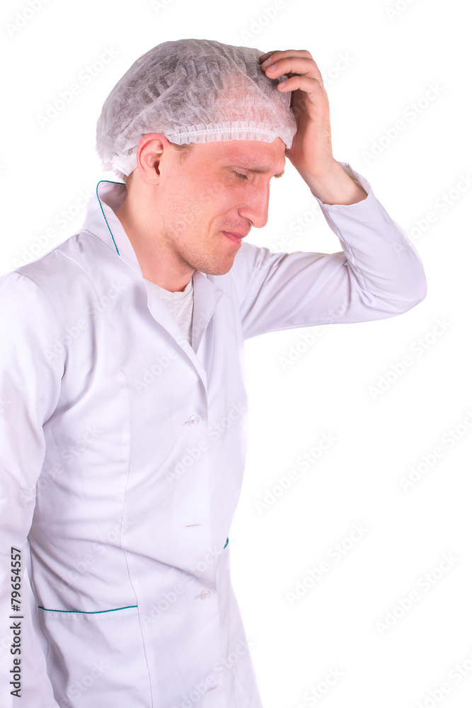 Stressed doctor. Frustrated mature doctor holding hands in hair Stressed doctor. Frustrated mature doctor holding hands in hair