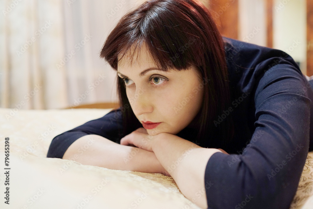 Woman brunette looking away from camera Woman brunette looking away from camera