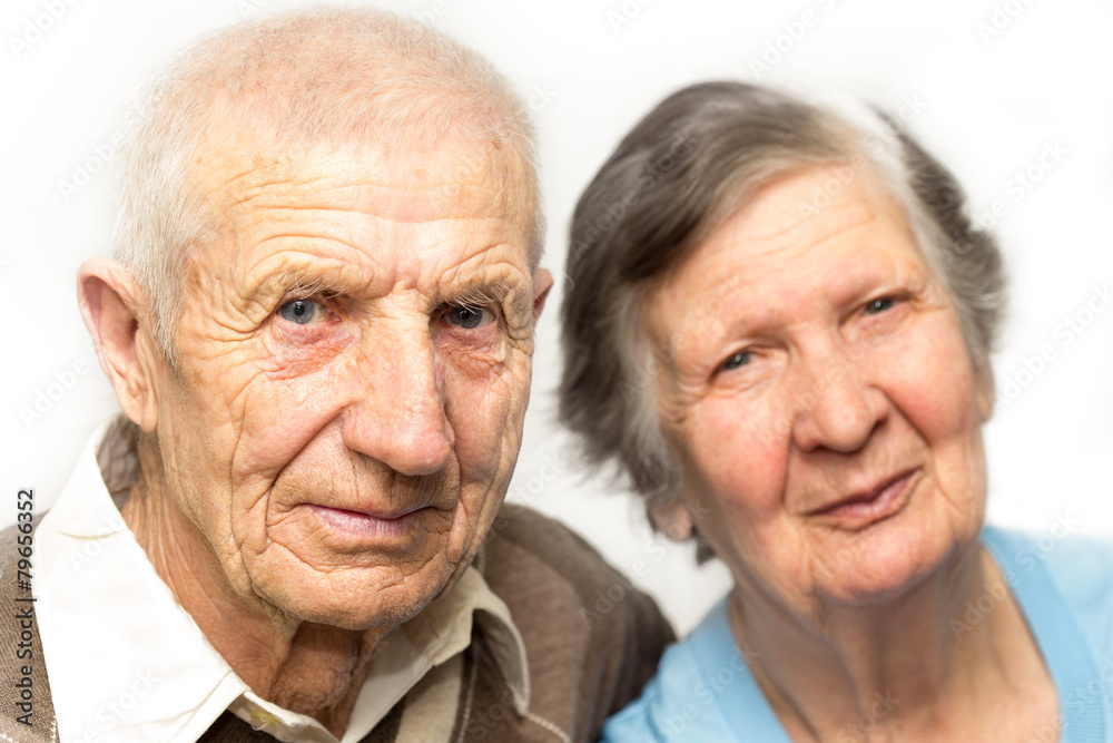 portrait of grandparents on a white background portrait of grandparents on a white background