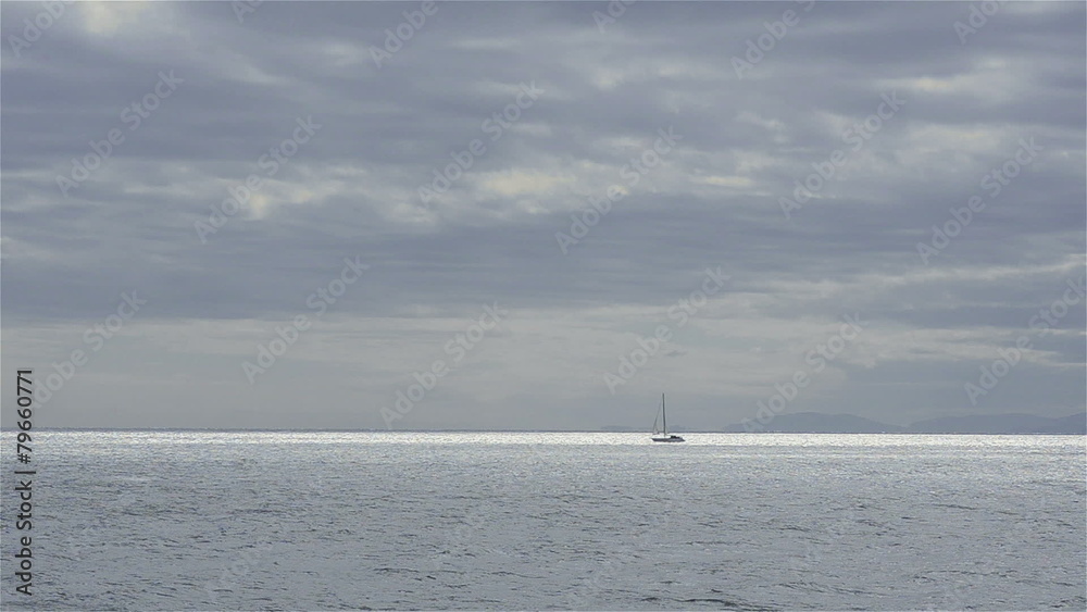Yacht sails in the bay Yacht sails in the bay