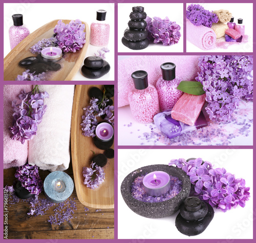 Lilac spa compositions in collage
