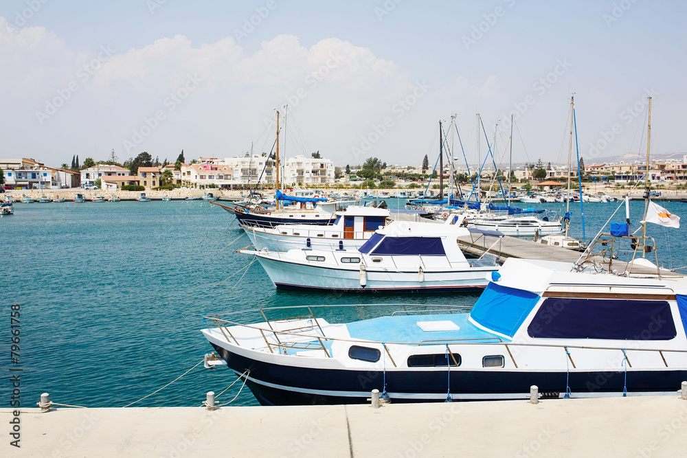 Yachts and boats in marina port