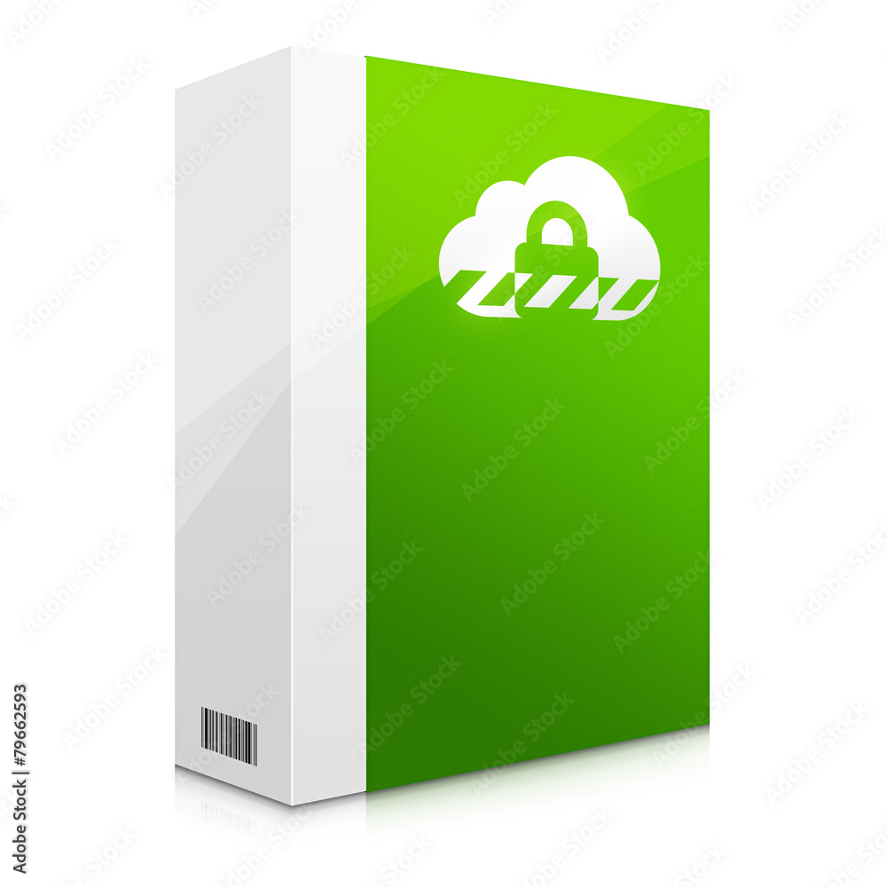 Zielona ikona ochrony w chmurze - obrazy, fototapety, plakaty 