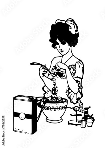 femme qui cuisine en vecteur