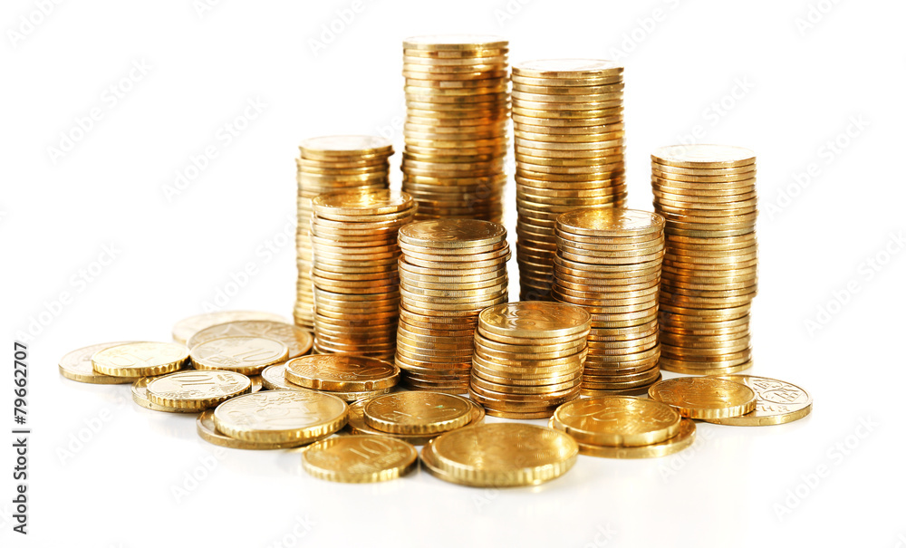 Pile of coins isolated on white Pile of coins isolated on white