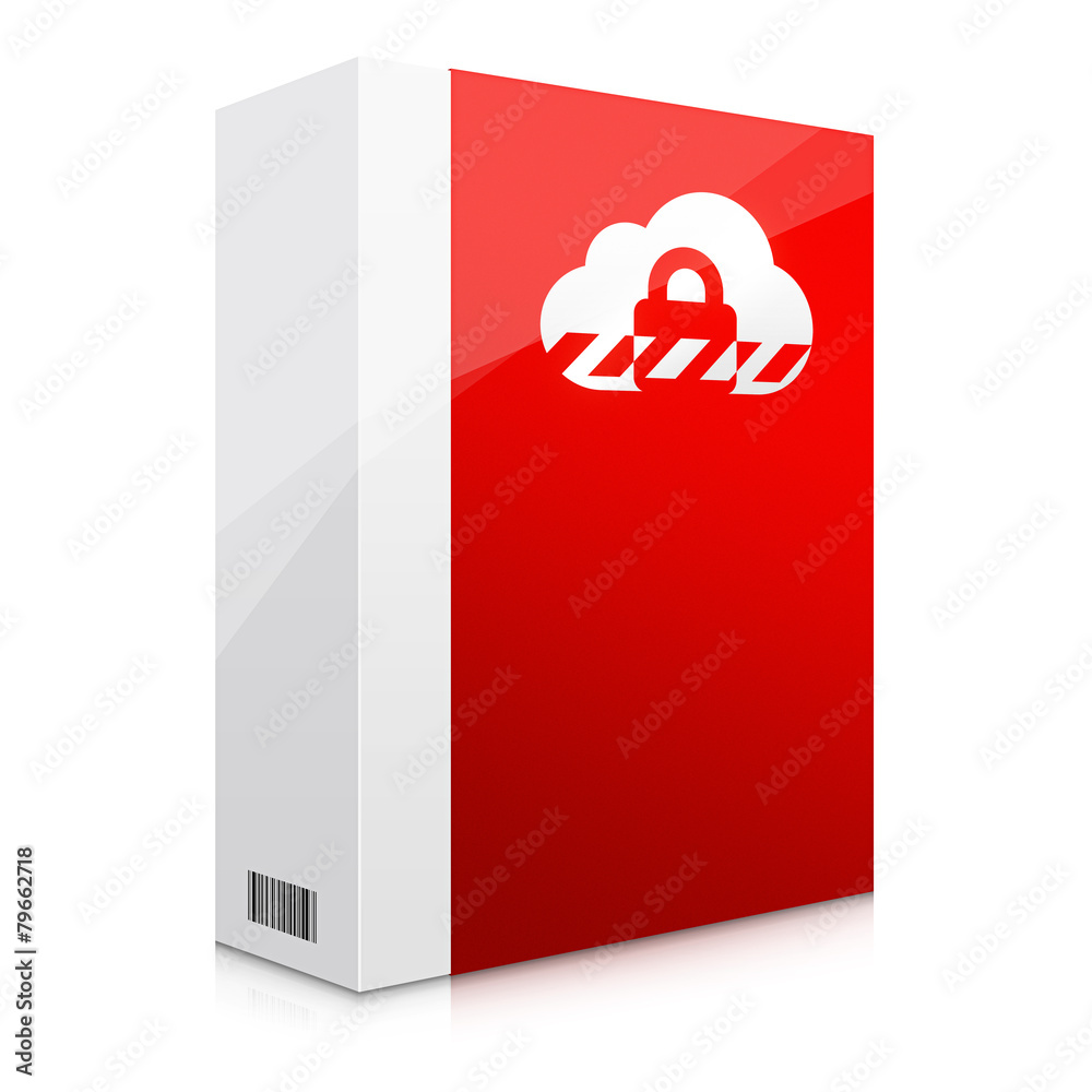Czerwona ikona ochrony w chmurze - obrazy, fototapety, plakaty 