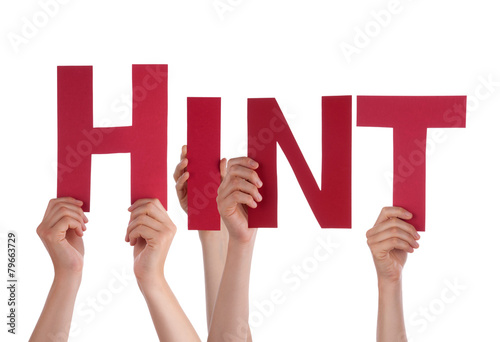 Many People Hands Holding Red Straight Word Hint