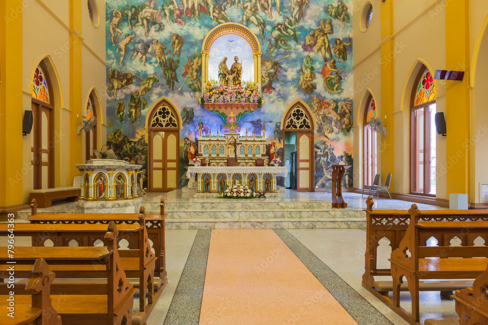 Fototapeta premium PATHUMTANI, THAILAND - FEBRUARY 28 : The interiors of Catholic c