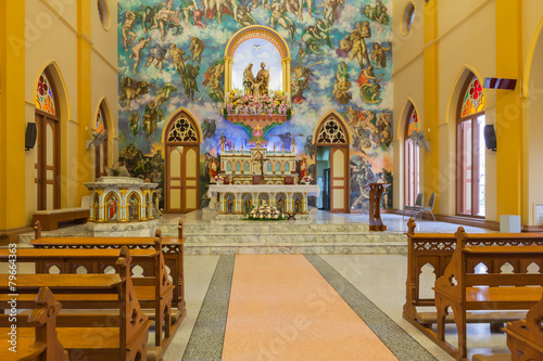 PATHUMTANI, THAILAND - FEBRUARY 28 : The interiors of Catholic c