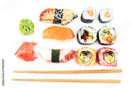 Sushi pieces collection isolated on white