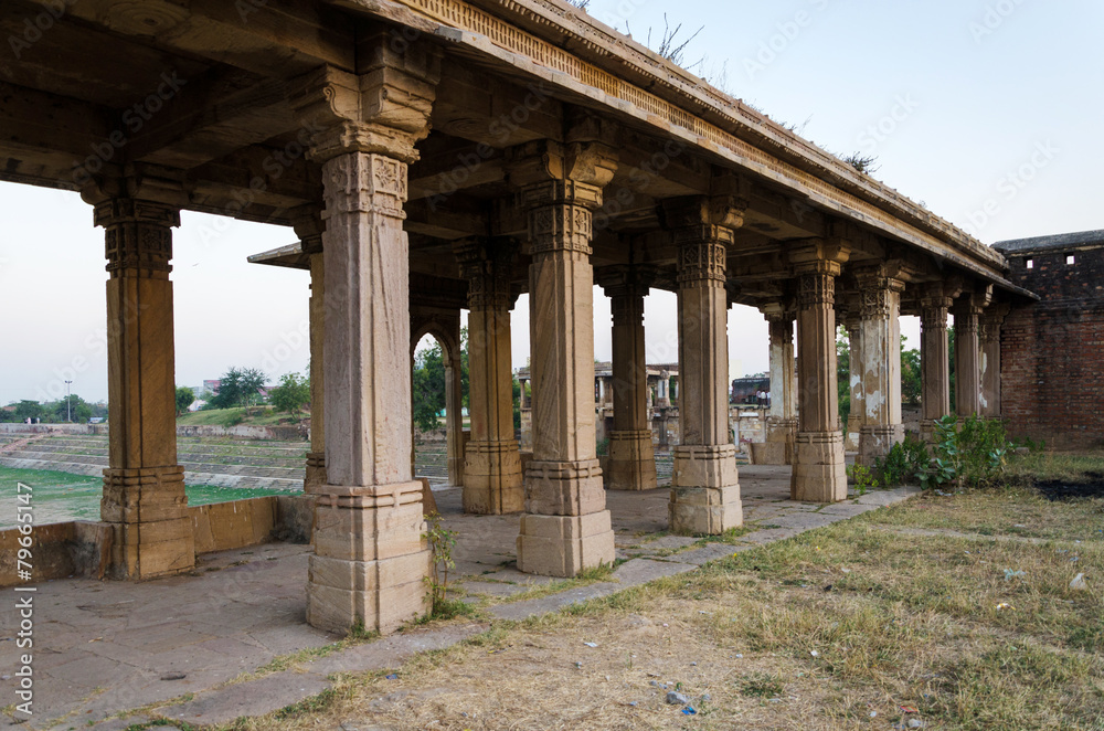 Colonnade of Sarkhej Roza mosque in Ahmedabad