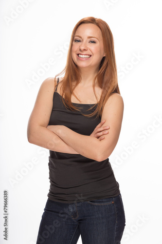 Young Caucasian woman smile happy face portrait © blvdone