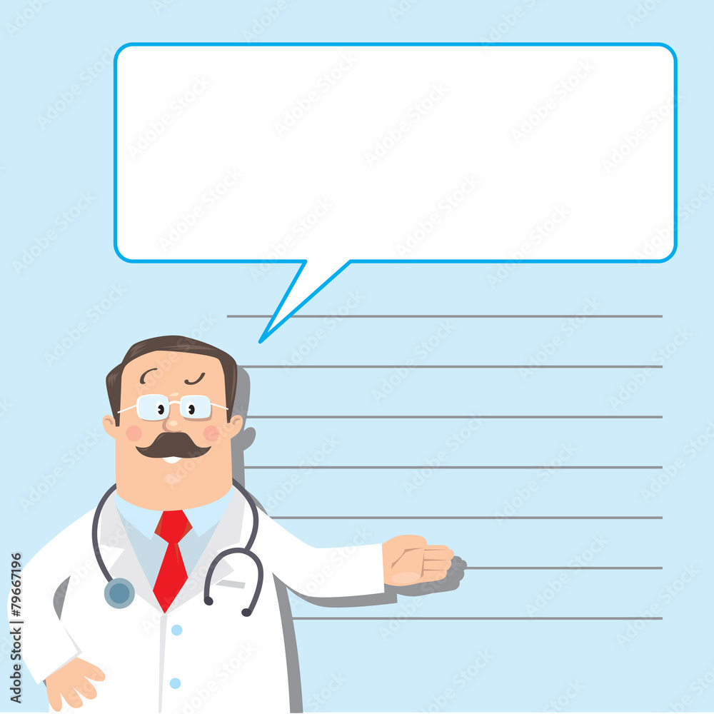 Design template with funny doctor Design template with funny doctor