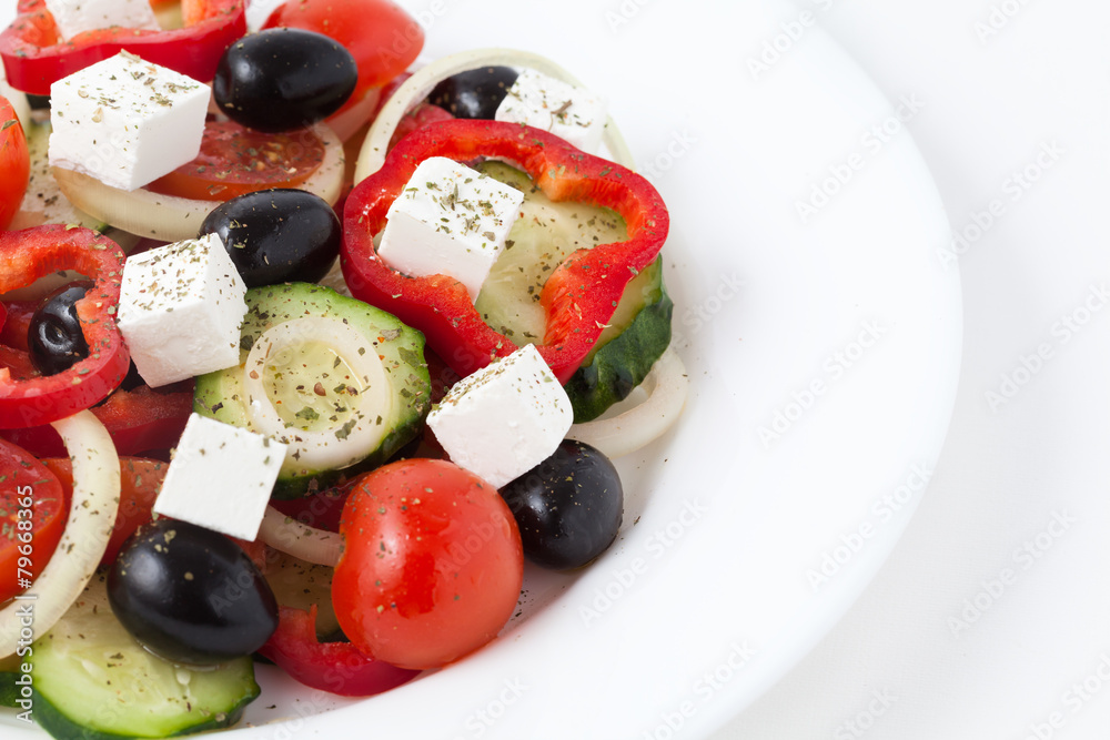 Greece salad on a white dish