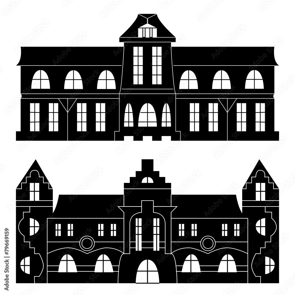 Collection of fairytale palaces silhouettes