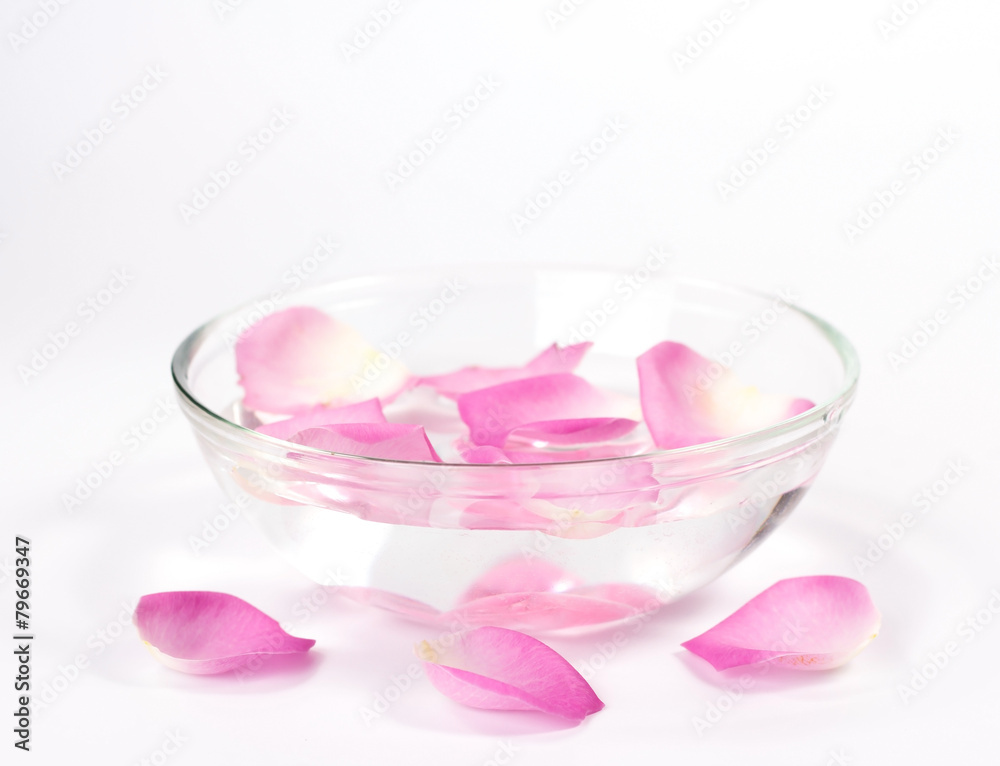 Infused water with rose petals in a reflection bowl Stock Photo | Adobe  Stock