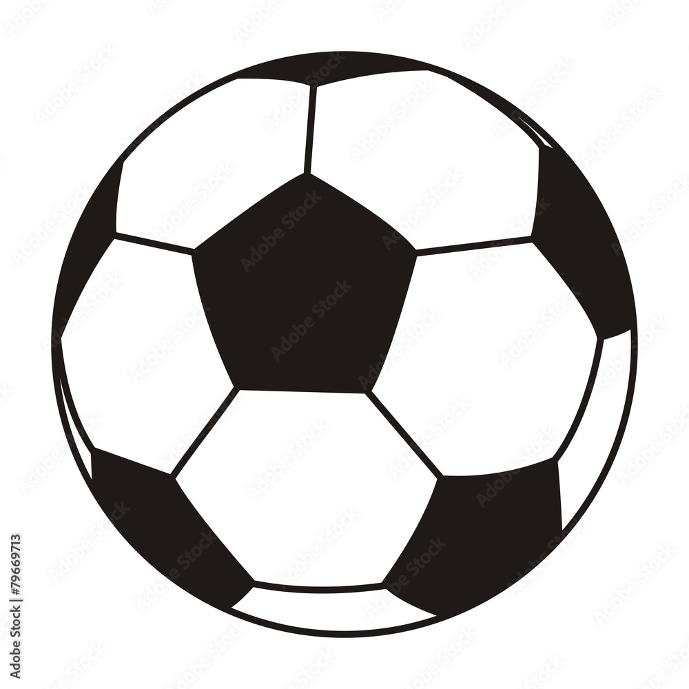 Naklejka piłka nożna, czarno-biała ikona wektora