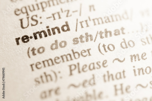 Dictionary definition of word remind