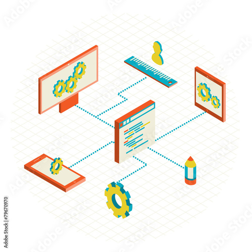 isometric illustration of website analytics