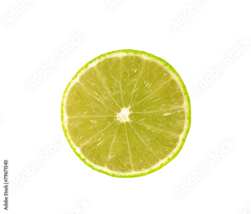 Slice of fresh lime isolated on white background