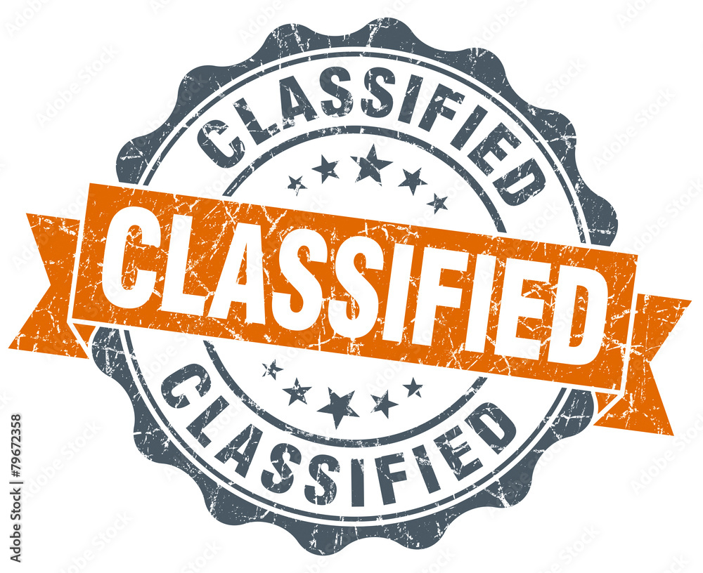 Obraz premium classified orange vintage seal isolated on white