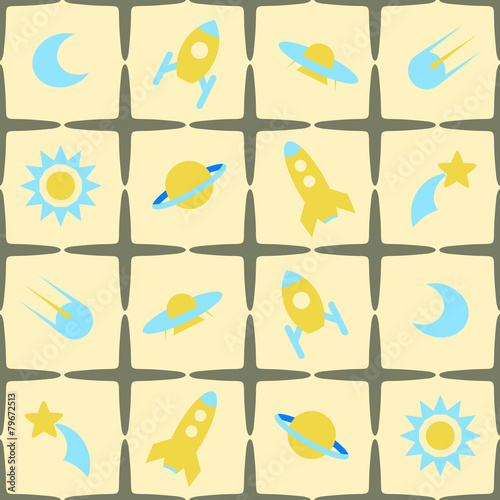 seamless background with space odjects