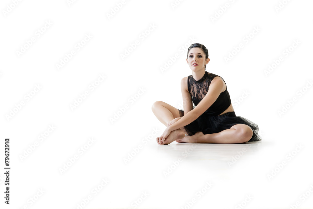 Fototapeta premium Young alternative ballerina dancing isolated on white