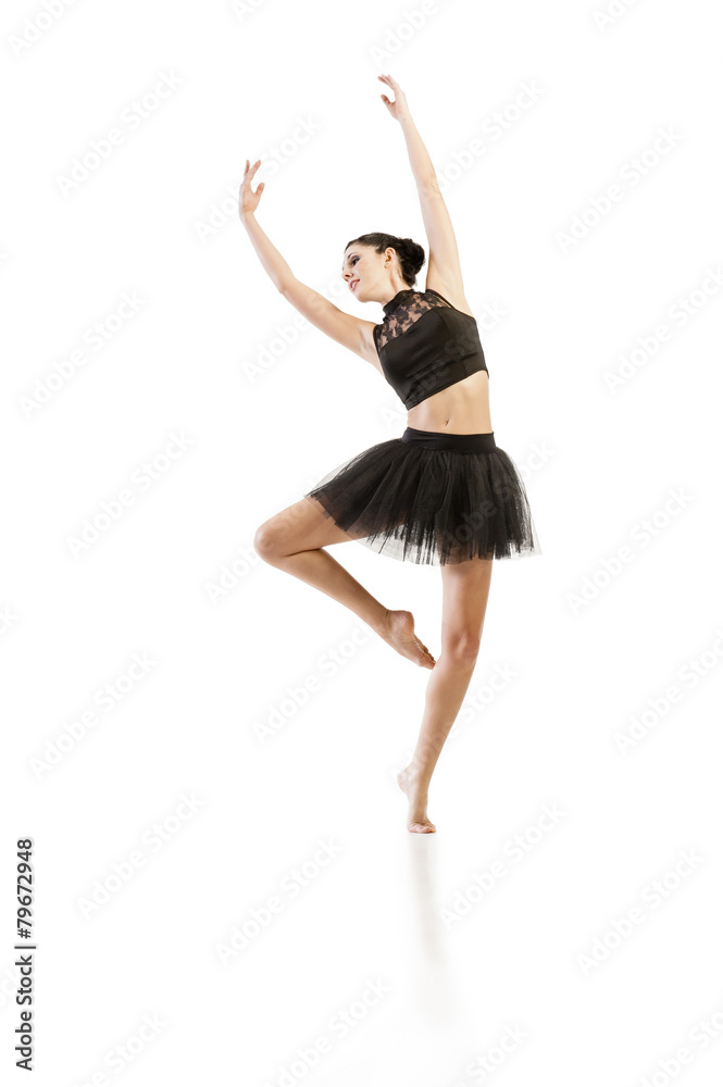 Young alternative ballerina dancing isolated on white Young alternative ballerina dancing isolated on white