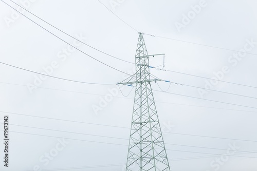 Power poles and lines against sky