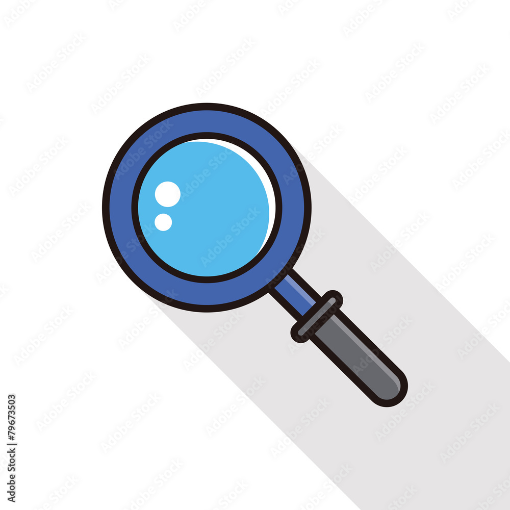 Magnifying glass line icon with long shadow Magnifying glass line icon with long shadow