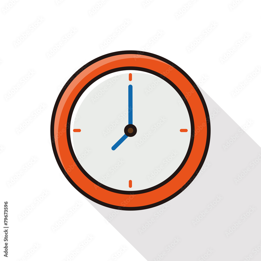 clock line icon with long shadow