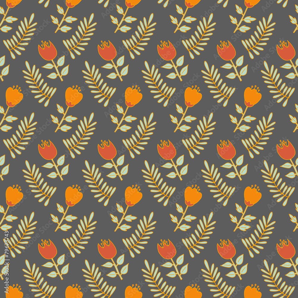 Seamless hand drawn floral pattern Seamless hand drawn floral pattern
