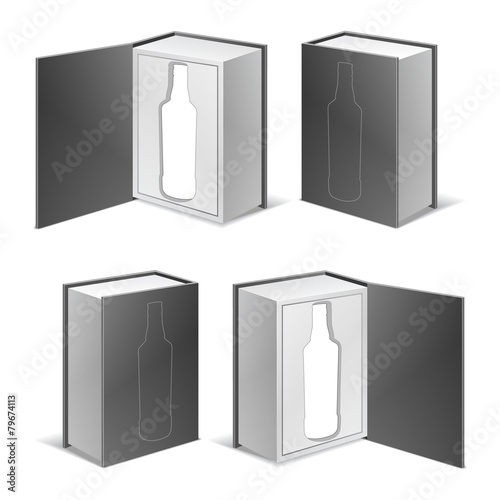 packing box bottle set icons vector isolated white background