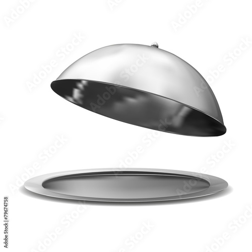 Vector silver opened cloche on white background