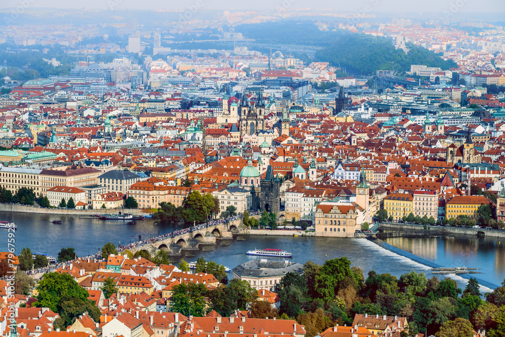 An aerial view over Prague