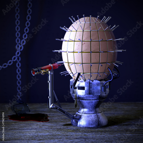 Canvas Print Horror food. Genetically modified, GMO. Hellraiser egg.